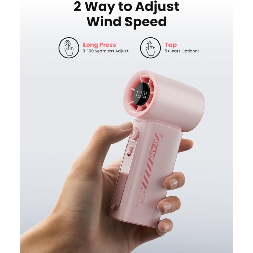 High Speed ​​Portable Handheld Fan, 100 Speed ​​Mini Turbo Fan, Cooling Time Up to 12 Hours, Digital Display, Rechargeable Handheld Fan, Can Be Used