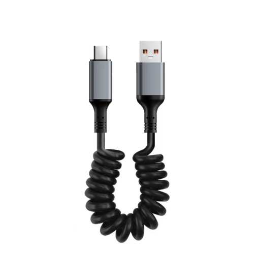 THE WAY  USB to Type C Data Cable Fast Charging Cable Coiled Cable for Car Phone High Efficiency Power Cable 1M