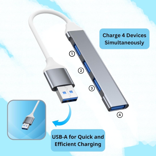 USB hub extender four-in-one hub typec one-to-four expansion dock external computer mobile phone converter Type-C 3.0 white line silver