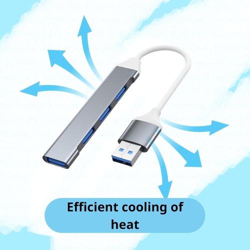 USB hub extender four-in-one hub typec one-to-four expansion dock external computer mobile phone converter Type-C 3.0 white line silver