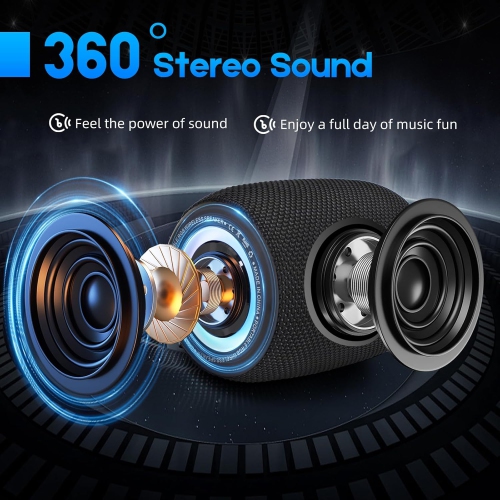 Portable Bluetooth Speaker, Wireless Speaker 20W Bass Diaphragm with Multiple LED Lights, Waterproof, Playing Time 16 Hours, Support FM Mode, TF,