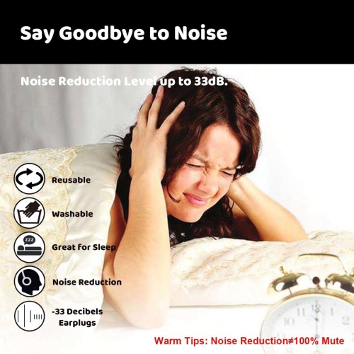 3 Pairs of Silicone Earplugs for Sleeping Noise Reduction, Washable and Reusable Noise Reduction Earplugs for Swimming, Snoring, Work, Concerts,