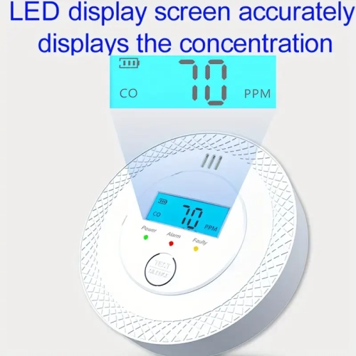 Household indoor battery-powered carbon monoxide detection alarm digital LCD display, LED flashing signal light portable national standard upgraded