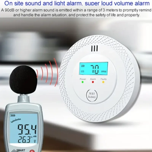 Household indoor battery-powered carbon monoxide detection alarm digital LCD display, LED flashing signal light portable national standard upgraded