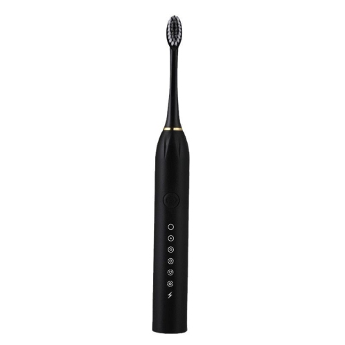 Children's electric toothbrush adult couple universal fully automatic soft bristle electric toothbrush upgraded version 6 gears 4 brush heads black