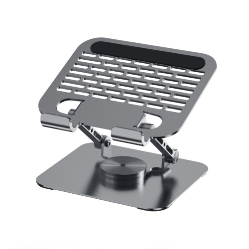 Support de tablette réglable avec base rotative à 360°, support à double tige en aluminium, compatible avec iPad Pro/Air/Mini gris métallique