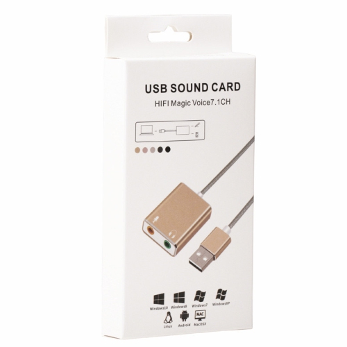 USB sound card with cable, notebook aluminum alloy 7.1usb external independent sound card, support interface driver-free