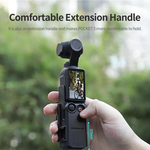 Universal Camera Extension Grip Adapter with Portable Anti-Fall Hand Strap for DJI Osmo Pocket 3, Cold Shoe Light Microphone Extension Bracket, Black