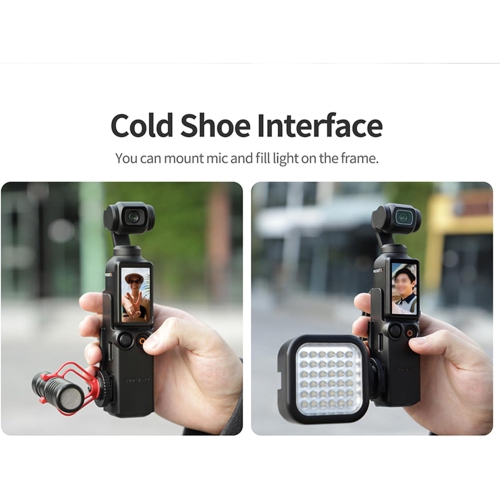 Universal Camera Extension Grip Adapter with Portable Anti-Fall Hand Strap for DJI Osmo Pocket 3, Cold Shoe Light Microphone Extension Bracket, Black