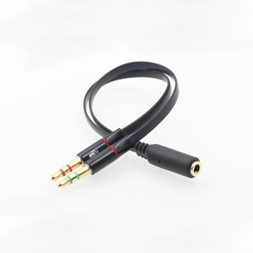 Headphone Splitter Adapter, 3.5mm Computer Microphone Cable, 3.5mm Female Headphone to 2 Dual Male Microphone Audio Stereo Jack Headphone Port