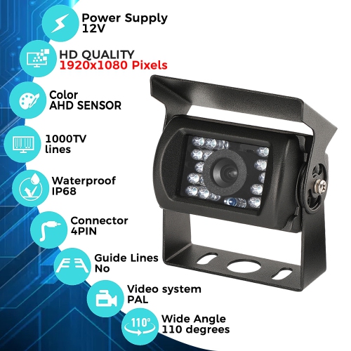 Truck camera, infrared night vision bus rear blind spot camera, HD exterior waterproof car camera, for trucks, vans