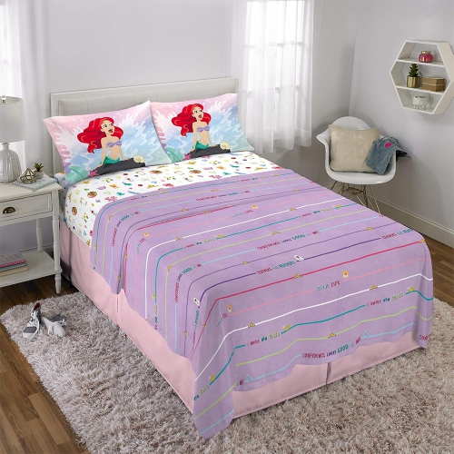 Princess 4-Pcs Full Soft & Cozy Bedding Sheet Set for Kids - 2 Pillowcase, Fitted Sheet, Flat Sheet