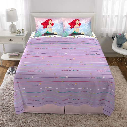 Princess 4-Pcs Full Soft & Cozy Bedding Sheet Set for Kids - 2 Pillowcase, Fitted Sheet, Flat Sheet