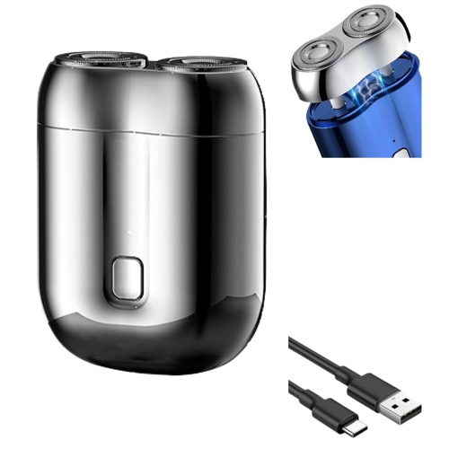 Mini Dual Head Electric Shaver, Portable Waterproof Pocket Shaver With Magnetic Head, USB Charging, Suitable for Travel and Home Use - Silver