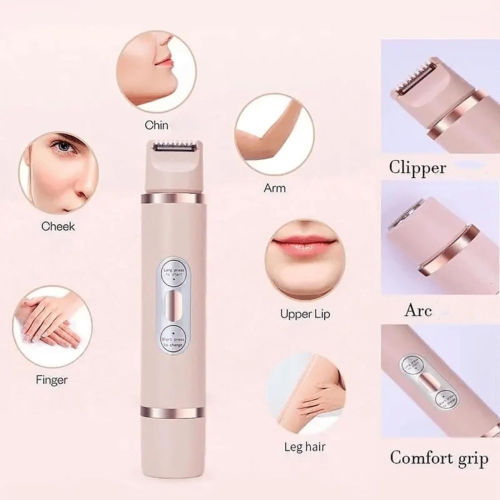 Silky Glow 2 in 1 Body Shaver, Rechargeable Women Bikini Trimmer, Double Head Pink Women Shaver for Travel and Home Use