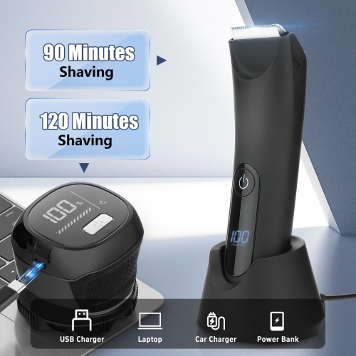 Men's Body Hair Trimmer and Head Shaver, Portable Electric Shaver Set for Travel and Home Use