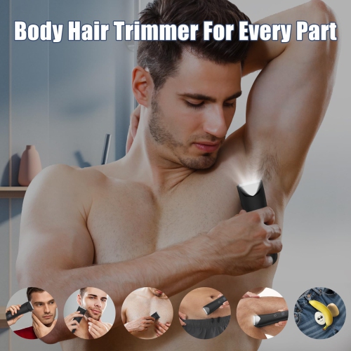 Men's Body Hair Trimmer and Head Shaver, Portable Electric Shaver Set for Travel and Home Use