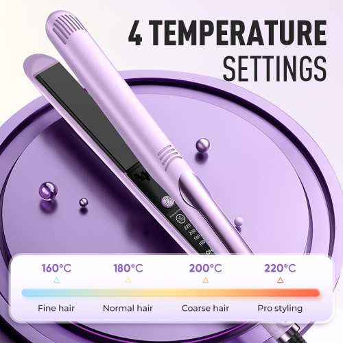 2 in 1 Mini Dual-Purpose Curling Iron Flat Hair Straightener, Portable Travel Curling Iron, Wet and Dry