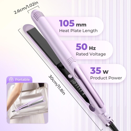 2 in 1 Mini Dual-Purpose Curling Iron Flat Hair Straightener, Portable Travel Curling Iron, Wet and Dry