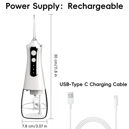 Hydropulseur sans fil, irrigateur oral 300&nbsp;ml, hydropulseur électrique étanche rechargeable pour les voyages et la maison