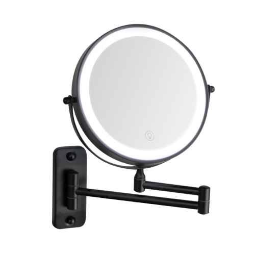 8 Inch Shower Mirror With LED Light, 360° Rotation Double-Sided 10X Magnification Wall-Mounted Foldable Makeup Mirror
