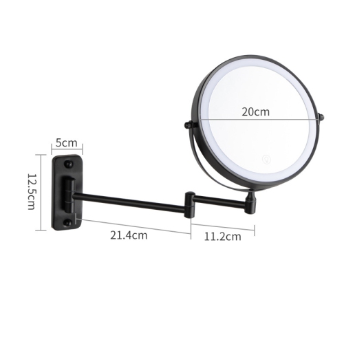 8 Inch Shower Mirror With LED Light, 360° Rotation Double-Sided 10X Magnification Wall-Mounted Foldable Makeup Mirror