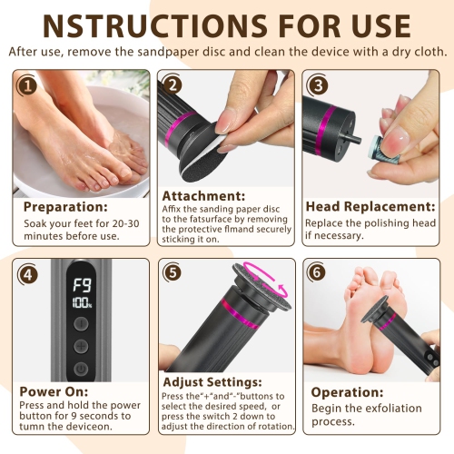 Electric Callus Remover, Two-in-One Electric Foot Grinder, Foot Care Tools Suitable as Valentine's Day Gifts