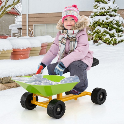 Gymax Kids Ride-On Sand Dumper Outdoor Sandbox Toy w/ Controllable Shovel & 4 Wheels