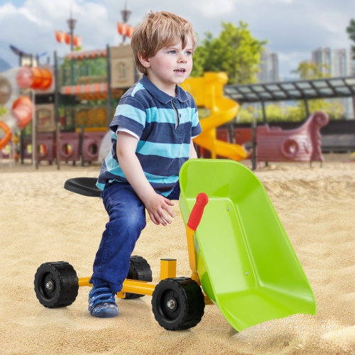 Gymax Kids Ride-On Sand Dumper Outdoor Sandbox Toy w/ Controllable Shovel & 4 Wheels