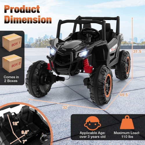 Gymax 24V Kids Ride on UTV w/ 4 x 100W Powerful Engine Remote Control High/Low Speed