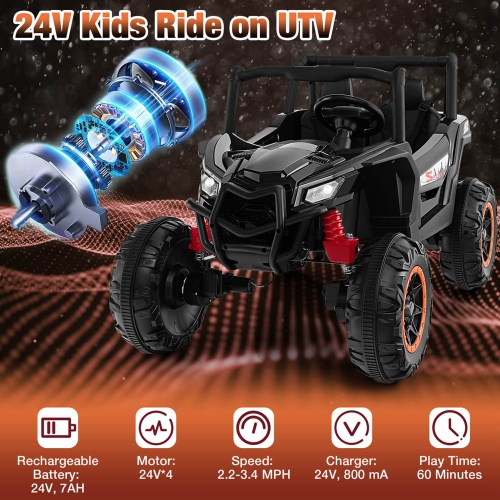 Gymax 24V Kids Ride on UTV w/ 4 x 100W Powerful Engine Remote Control High/Low Speed