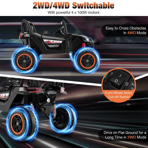 Gymax 24V Kids Ride on UTV w/ 4 x 100W Powerful Engine Remote Control High/Low Speed