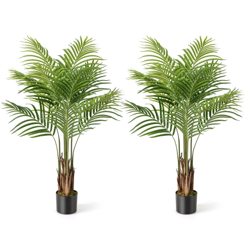 Gymax 4.2 FT Tall Artificial Palm Paradise Plant 2 Pack Large Fake Potted Tree