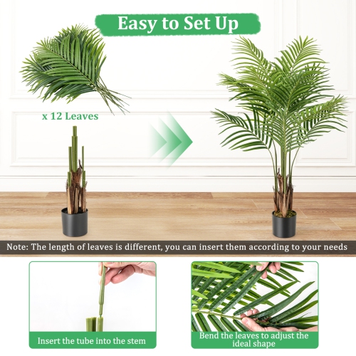 Gymax 4.2 FT Tall Artificial Palm Paradise Plant 2 Pack Large Fake Potted Tree