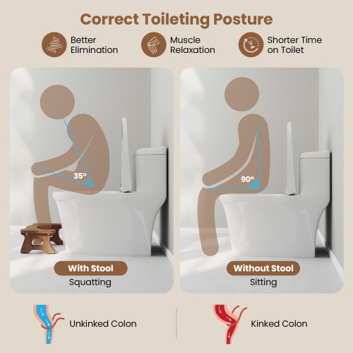 Gymax Teak Wood Toilet Stool 7'' Squatting Potty Stool for Adults & Kids Pooping Stool