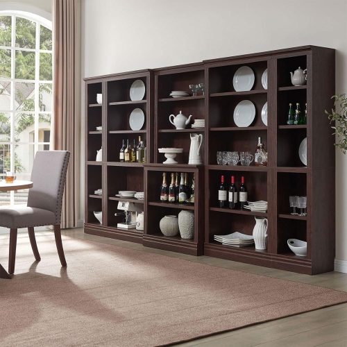 VAUXHILL & CO. Halston Multi-Depth Bookcase, Adjustable Shelving Unit, Cherry