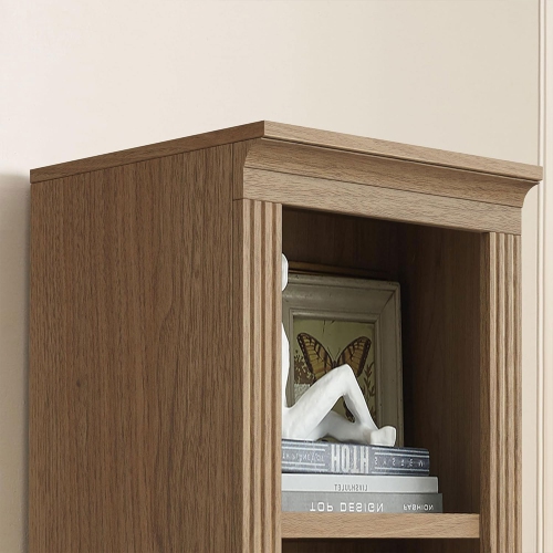 VAUXHILL & CO. Halston Narrow Bookcase, Adjustable Storage Shelving Unit, Oak