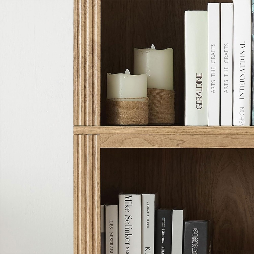 VAUXHILL & CO. Halston Narrow Bookcase, Adjustable Storage Shelving Unit, Oak