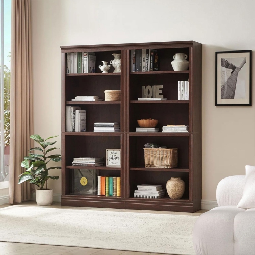 VAUXHILL & CO. Halston Standard Bookcase Adjustable Open Shelving Unit, Cherry
