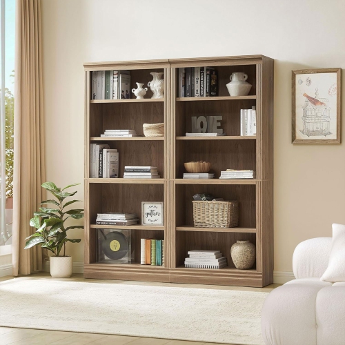 VAUXHILL & CO. Halston Standard Bookcase Adjustable Storage Shelving Unit, Oak