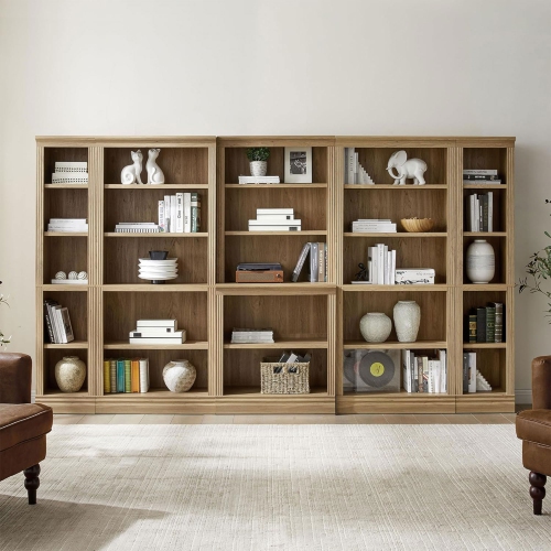 VAUXHILL & CO. Halston Standard Bookcase Adjustable Storage Shelving Unit, Oak