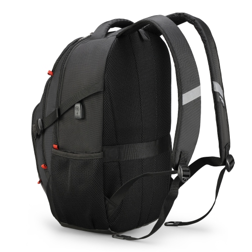 Sac à dos d'école Vector de Swissdigital – Sac pour portable de 17 po, chargement USB, détecteur SDD, protection RFID, garniture réfléchissante,