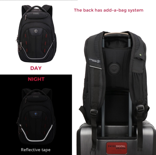 Swissdigital Terabyte Backpack – 15.6" Laptop Bag, USB Charging, SDD Finder, RFID Protection, Large Capacity, 2-Year Warranty