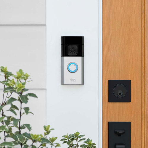 Ring Essential Security Set with Battery Doorbell & Indoor IP Camera - Satin Nickel