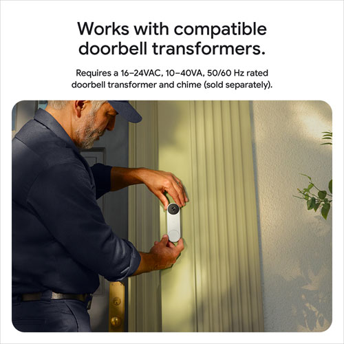 Google Nest Wi-Fi Video Doorbell (3rd Gen) with Gemini - Snow