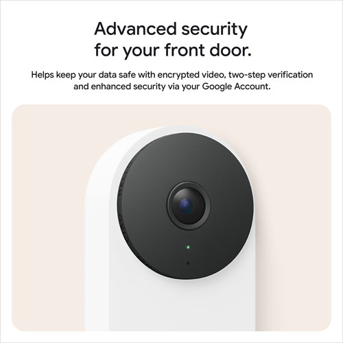 Google Nest Wi-Fi Video Doorbell (3rd Gen) with Gemini - Snow