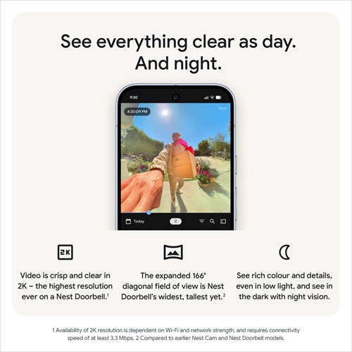 Google Nest (Wired) Wi-Fi Video Doorbell (3rd Gen) - Hazel