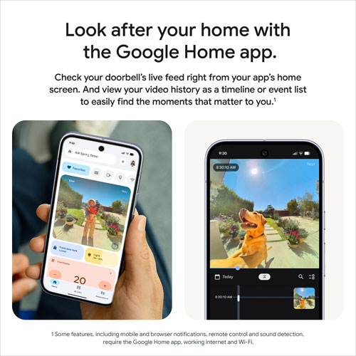 Sonnette vidéo Wi-Fi avec fil Nest de Google avec Gemini - Vert lichen