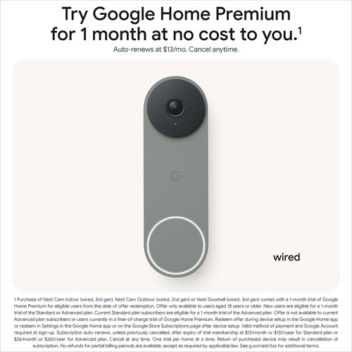 Sonnette vidéo Wi-Fi avec fil Nest de Google avec Gemini - Vert lichen