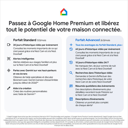 Caméra de surveillance extérieure avec fil de 2e génération Nest Cam de Google avec Gemini - Neige